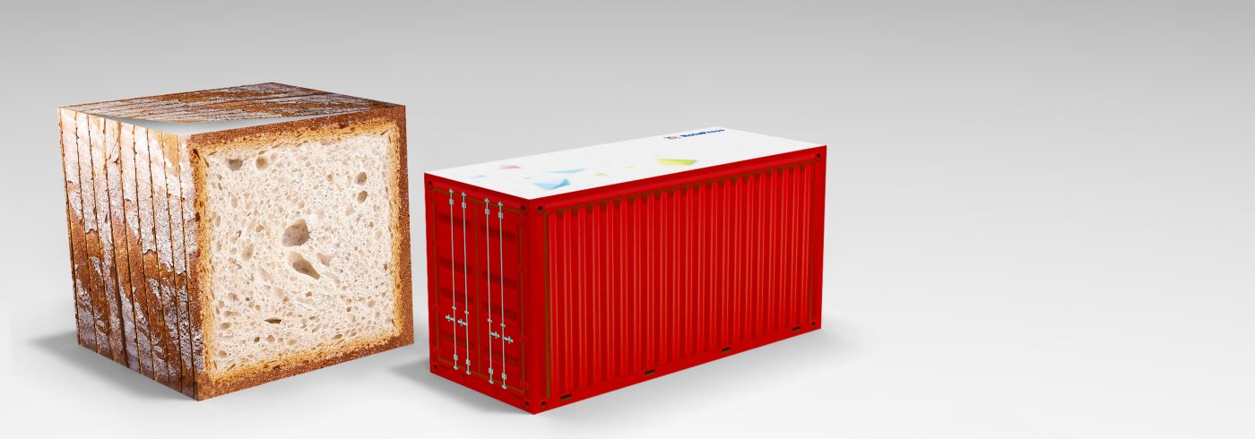 Baner materiały reklamowe kostka dla branży spożywczej i kontener dla branży logistycznej