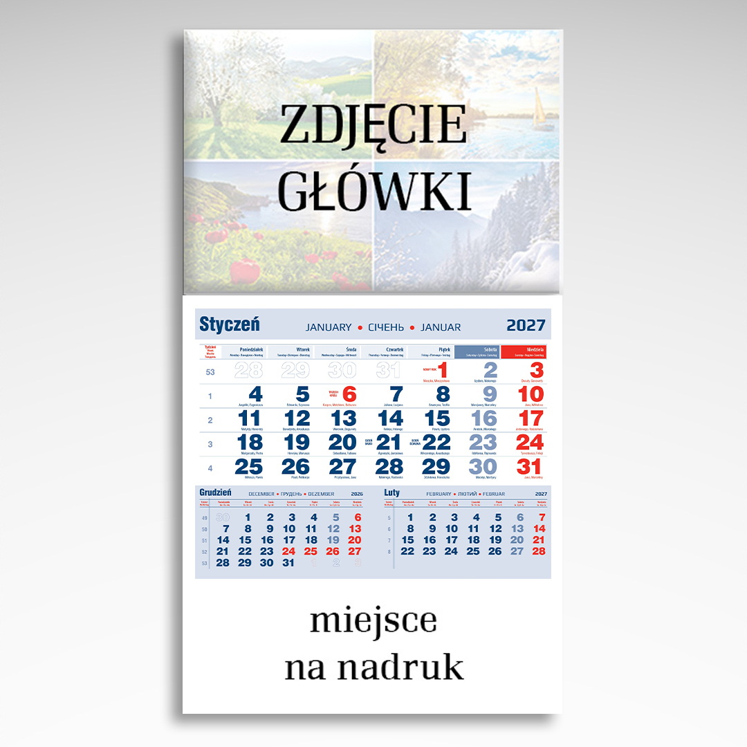 Kalendarze jednodzielne GP - 4 Kalendarz jednodzielny -szablon